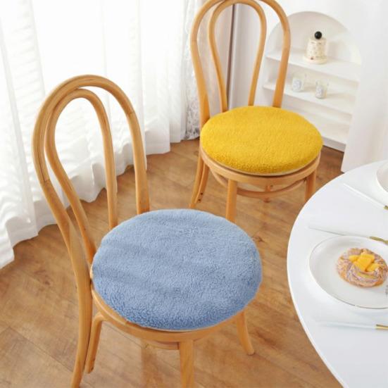 Fleece Kulatý Polštář na Židli Plyšový Sedák z Umělé Ovčí Vlny se Zipem Zima