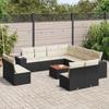VidaXL Garden Lounge Set 12 Pcs with Cushions Black Wicker 3225503