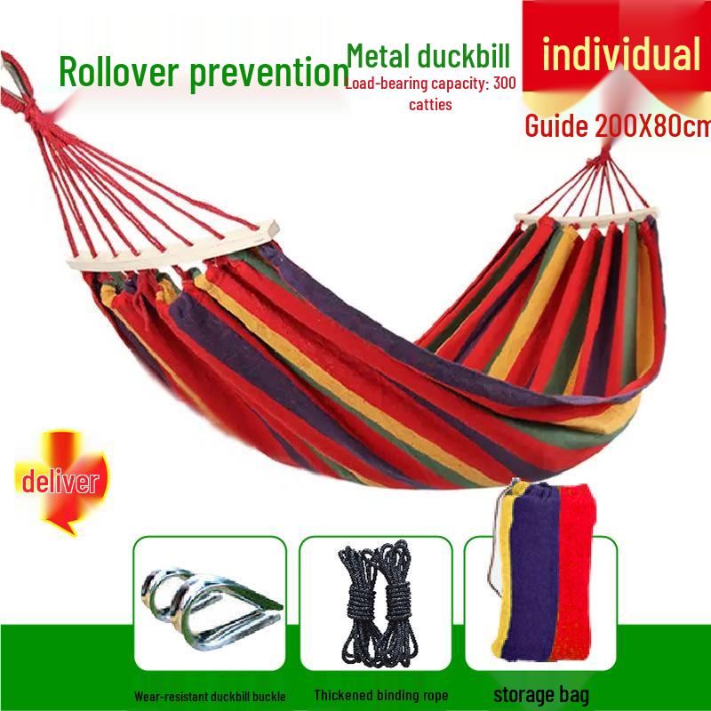 Reinforced Wooden Stick Canvas Outdoor Camping Hammock