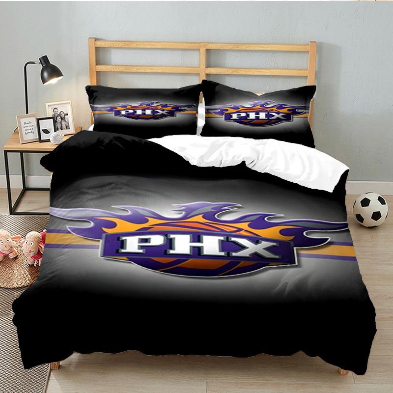 Suns Basketball Artwork 3pcs Bedding Set,Including 1pc Duvet Cover And 2pcs Pillowcases Perfect Gift for Christmas,Ideal for Bedroom, Dormitory
