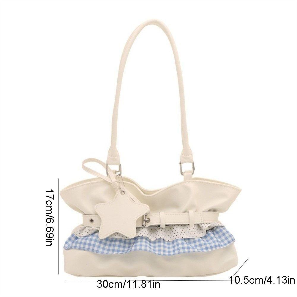 Polka Dot Women Tote Bag Solid Color Underarm Shoulder Bag Unique Balletcore Handbag Daily