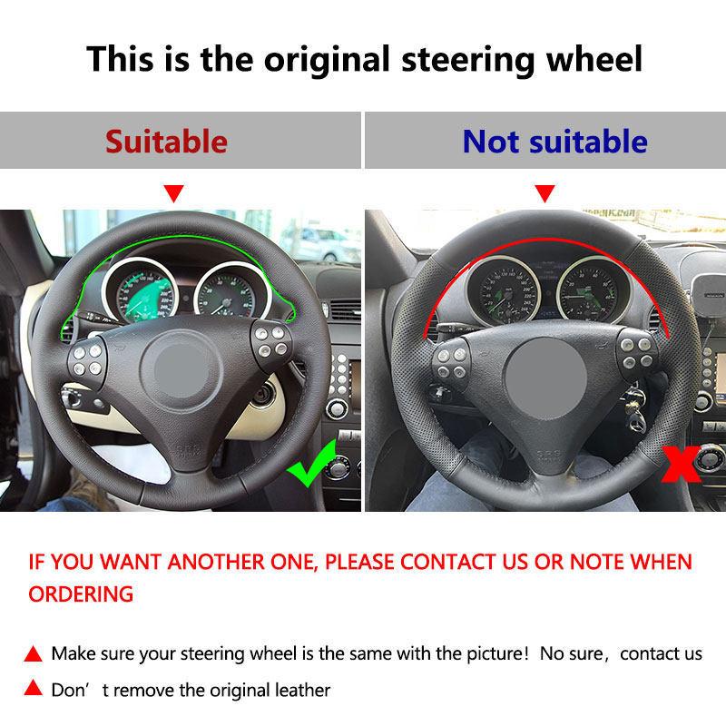 For Mercedes Benz C SLK Class W203 R171 2004 2005 2006 2007 2008 Car Hand-stitched Steering Wheel Perforated Leather Cover Trim