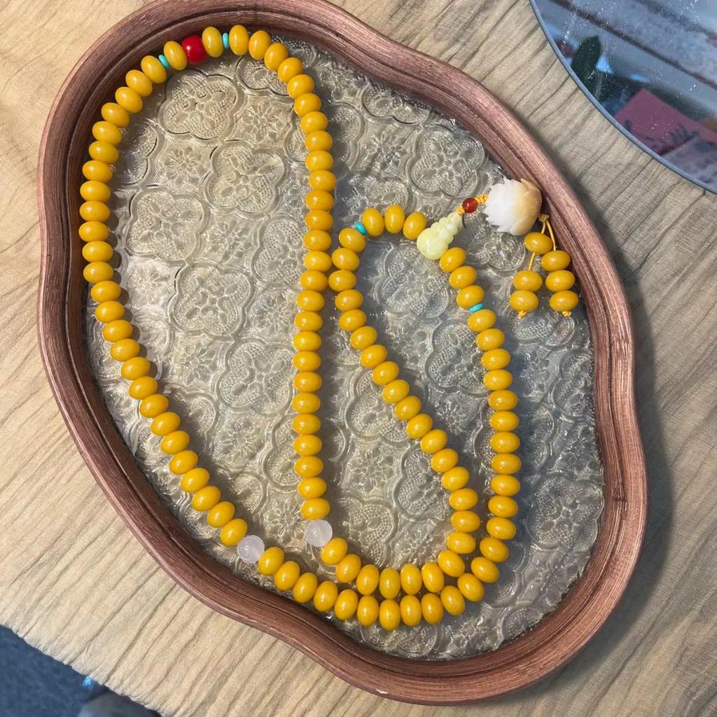 Peach Four Seasons Bodhi Root Double Circle Prayer Bracelet for Men and Women