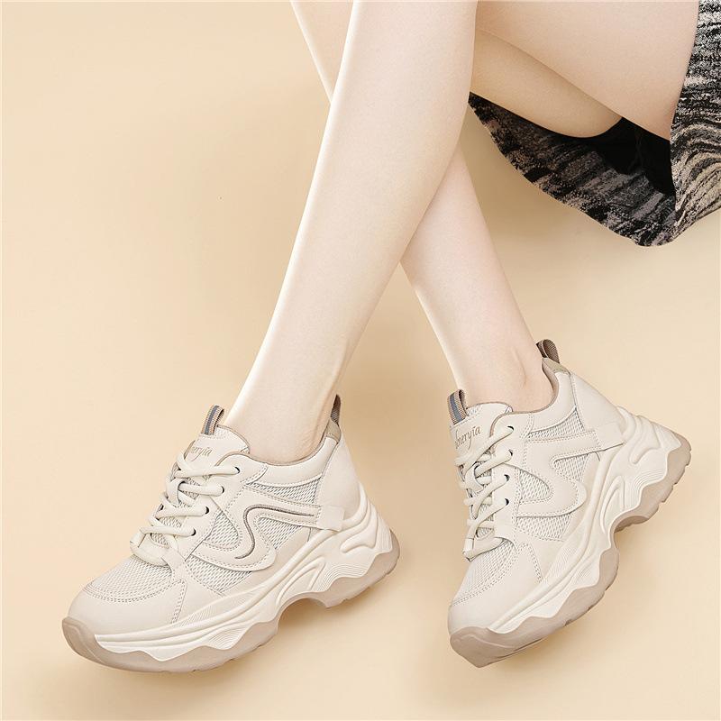 

Versatile new dad shoes fashionable spring mesh breathable little white shoes thick sole cm height increase casual sports women s shoes 34