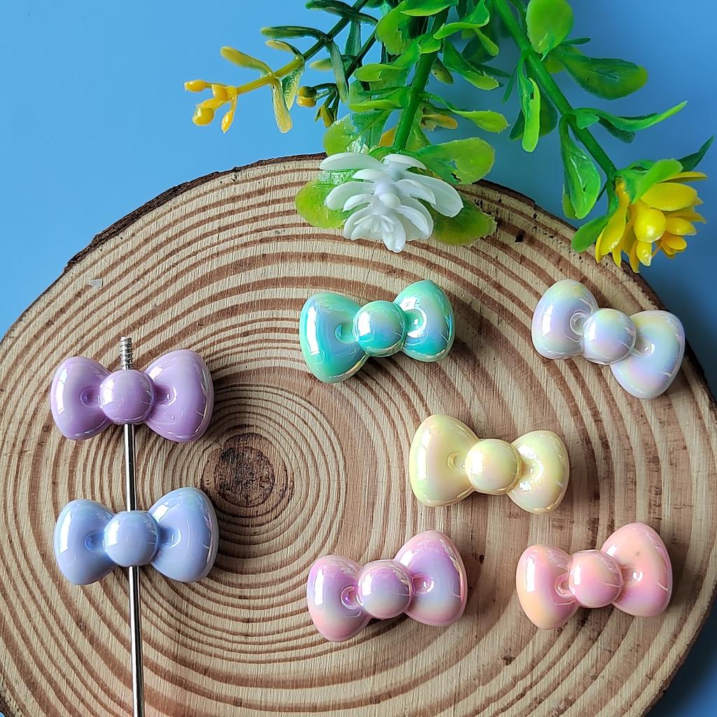 200pcs Mixed AB Color Acrylic Bowknot Bows Tie Beads Charms DIY Earring Bracelet Keychain Jewelry Pen Beads Making