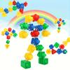 8 Pairs Nuts and Bolts Set, Fine Motor Training Puzzle Toy,Shape and Color Matching Toy,Building Game,Block Combination,Screw and Nut Combination Toy