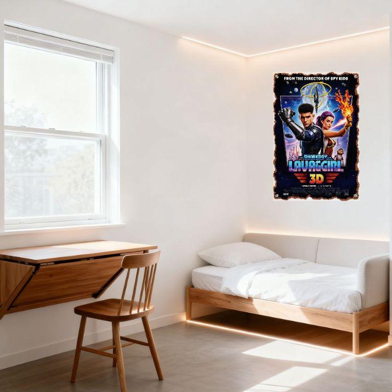 The Sharkboy and Lavagirl in 3D Metal Tin Sign Vintage Distressed Movie Poster for Home Decor Club Bar Cafe Man Cave