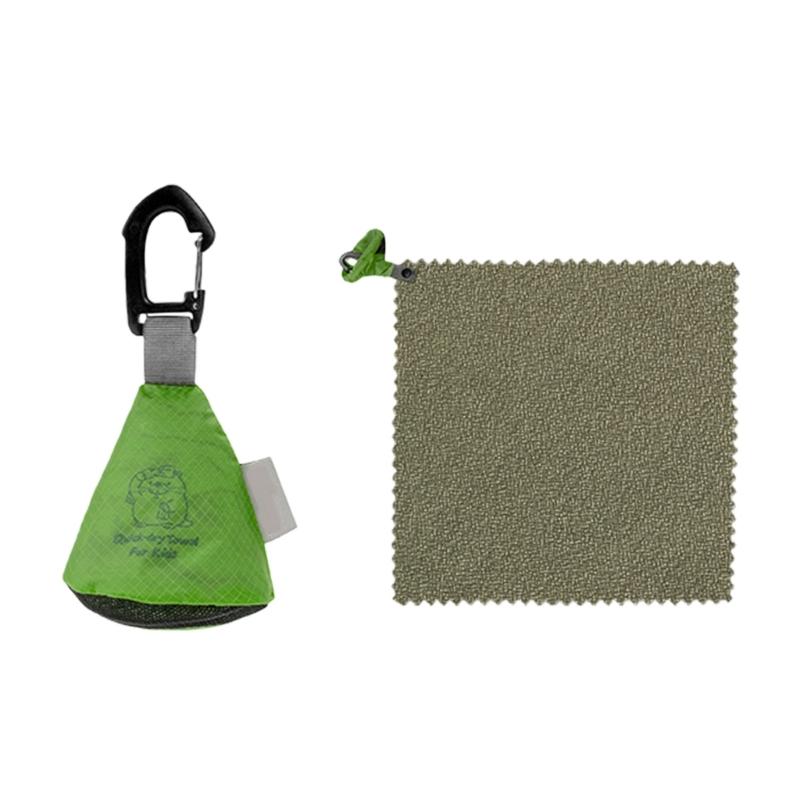 

Light Weight Quick Dry Towel with Storage Pouch Portable Absorbent Sports Travel Towel for Camping Hiking Cycling зелений