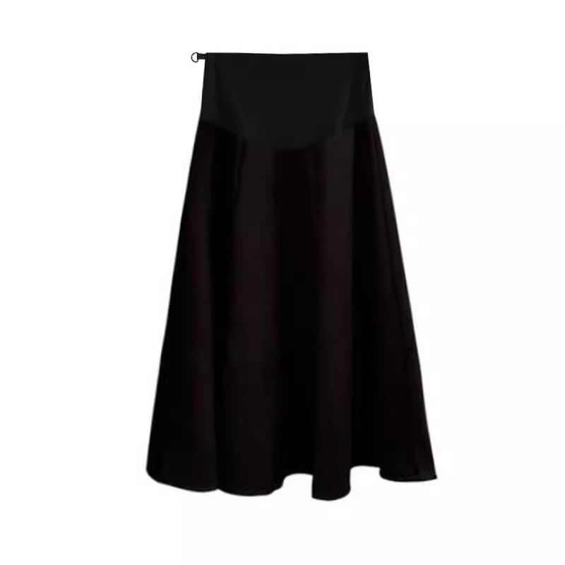 

Юбки для беременных женщин на весну и осень, темпераментные, с завышенной талией, А-силуэта, для стройной фигуры типа «груша», юбка-зонт средней длины L чёрный