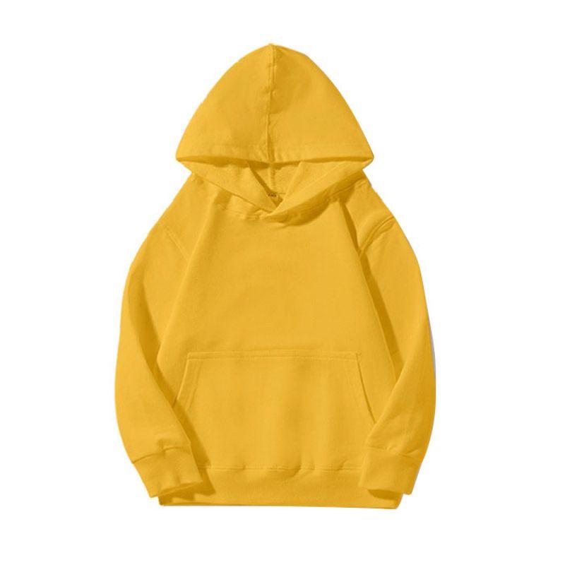 4-14 Years Kids Solid Color Hooded Pullover Long Sleeve Coat