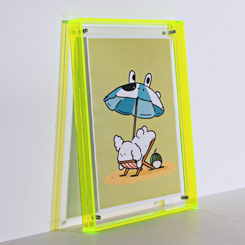 Color Acrylic Photo Frame Picture Frame and Acrylic Decorative Tray - Horizontal and Vertical Formats for Tabletop/Wall Display