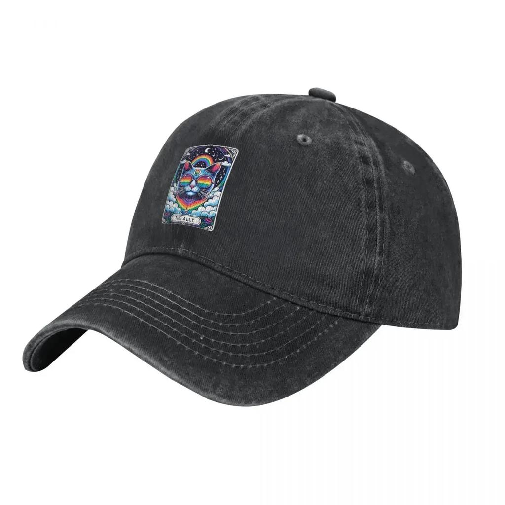 The Ally Cat Tarot LGBTQ Pride Demin Cap Outdoor Adventures Summer Hat Cap Man Summer