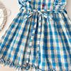 Girls' Princess Dress Plaid Vest Dress, Children's Flying Sleeve Dress, Summer Casual Girls' Dress