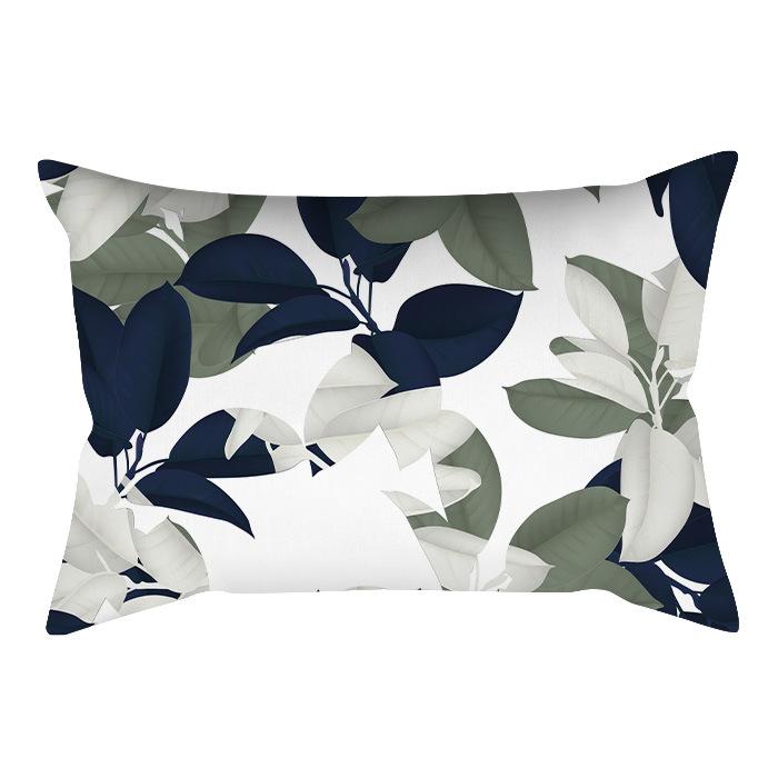 Home Flower and Green Plant Rectangular Waist Pillowcase, Peach Skin Velvet Digital Printed Throw Pillow, Office Waist Cushion Cover