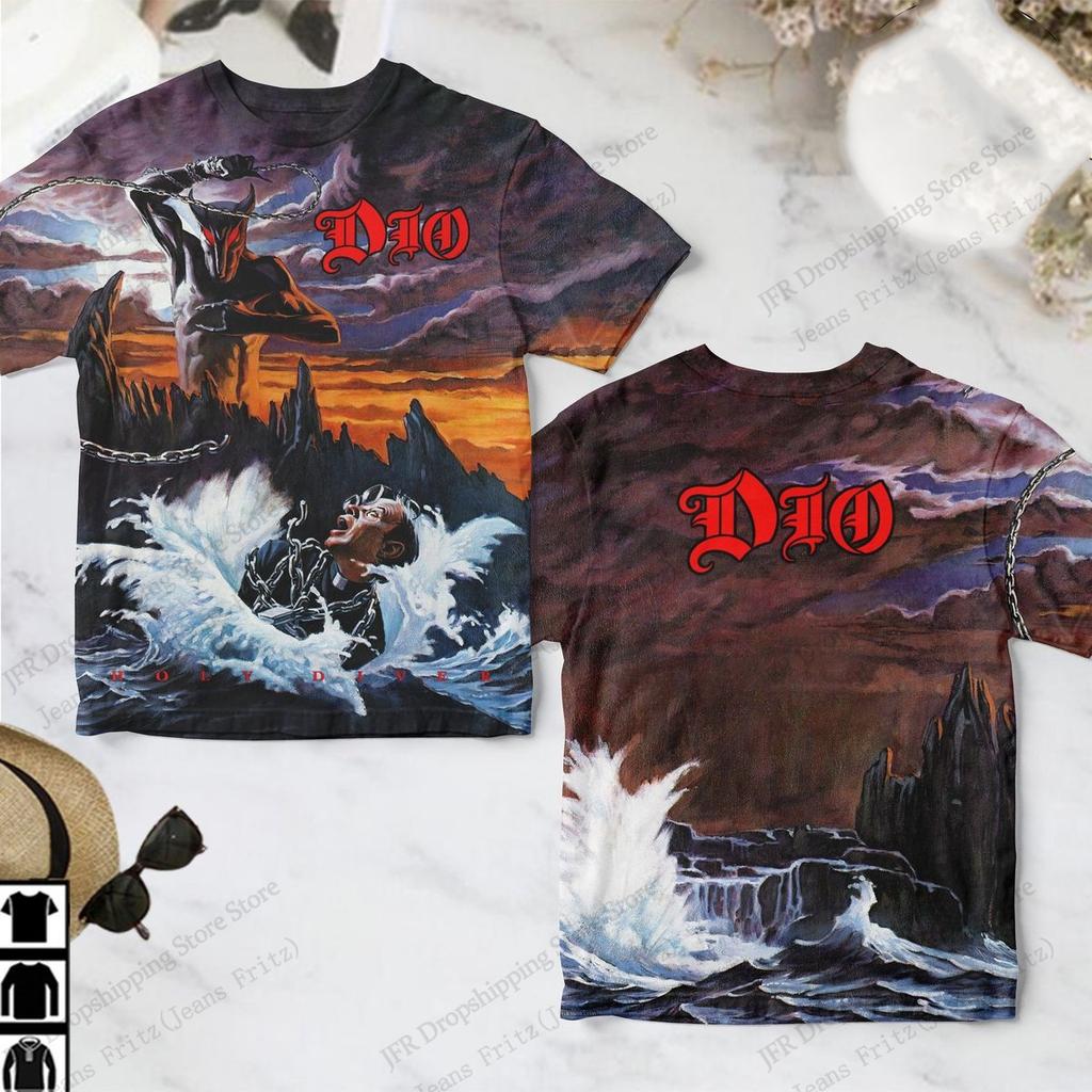 Retro Rock Dio Band 3d Graphic Print T-shirt Men Women Fashion Casual Oversized Short Sleeve Tops Tees Men Clothing Album