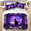 Black Cat Pattern Bedding Quilt Set Quilt Cover Pillowcase Home Decoration Birthday Gift (1 * Duvet Cover + 2 * Pillowcase, Without Core)