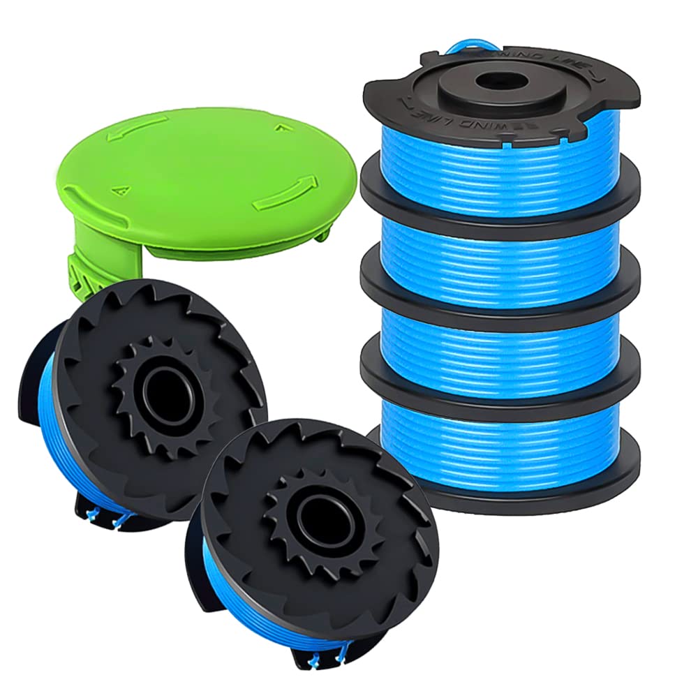 

For Greenworks BST4000/ST40L00/2100702 6 Nylon Rope Spool + 1 Lawn Mower Spool Cap, 29252&29092 A
