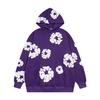 Felpa con cappuccio floreale trendy marca americana pullover casual ampio con stampa digitale per uomo e donna