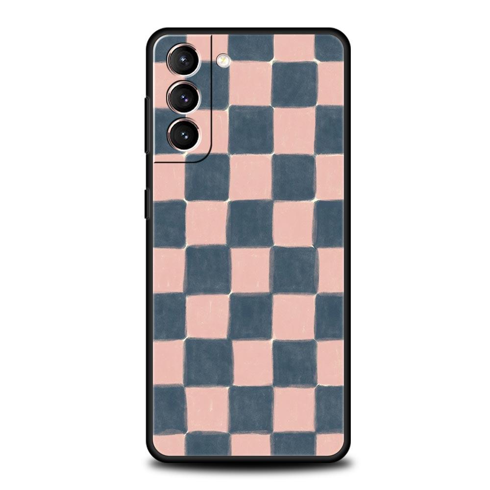 Schachbrett karierte Schachbrett Handyhülle Für Samsung Galaxy S25 Edge S24 S23 S22 S21 Ultra S20 FE 5G S10 S10E S9 Plus Hülle