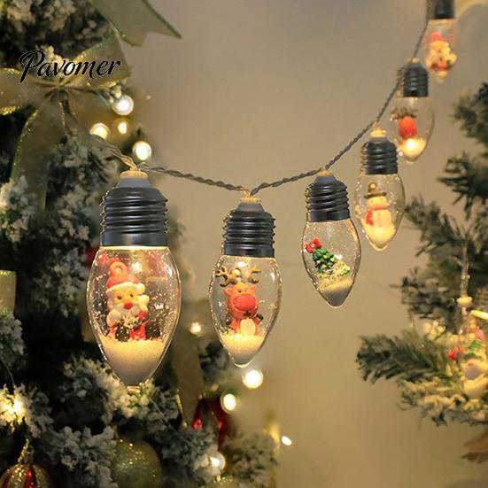 Durable LED Bulb String Lights Christmas Snow Ball Vintage 10/20 Bulbs Light Long-lasting Fairy with Scene for Home Patio Fireplace Xmas Tree