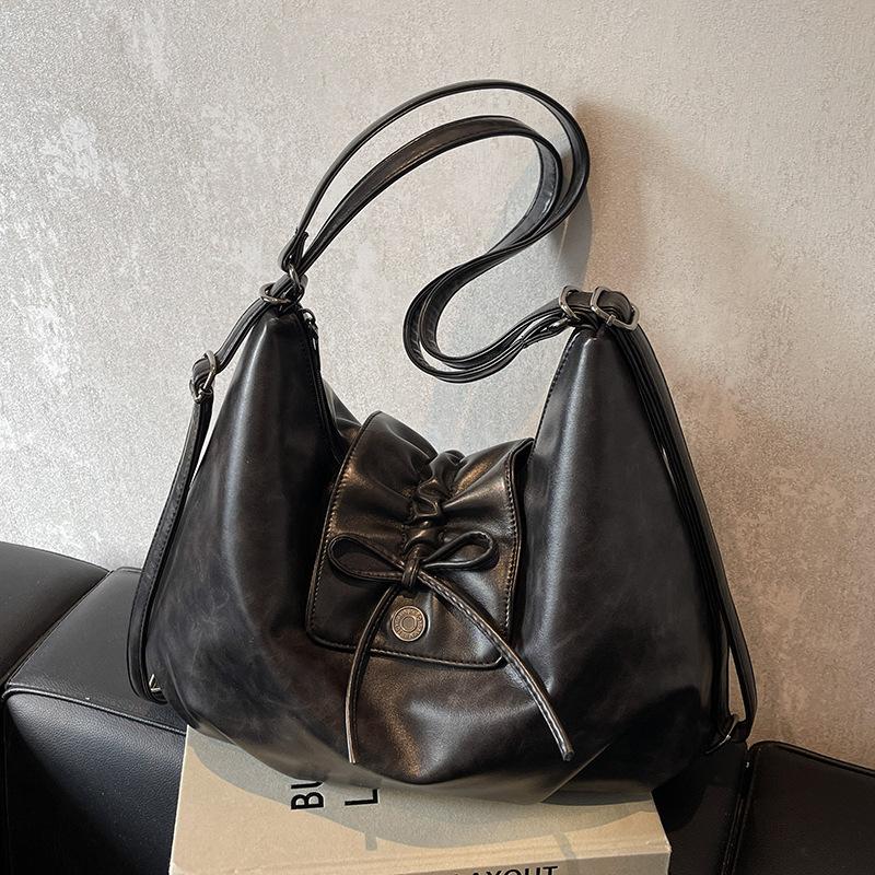 Premium Light Retro Maillard Solid Color Double Shoulder Tote Bag Multi-back Method Versatile Shoulder Bag