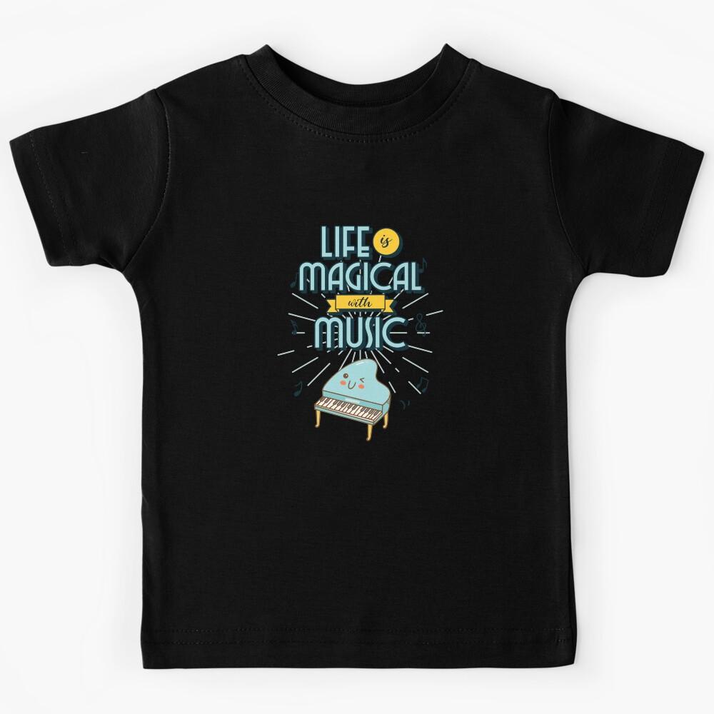 Life is Magical With Music, Music Lover, Music Typography Quote Kids T-Shirt 130