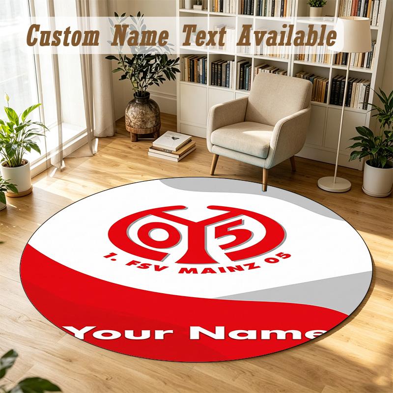 Round Rug Custom NameMainz 05 Pattern Non Slip Carpet Home Floor Decor