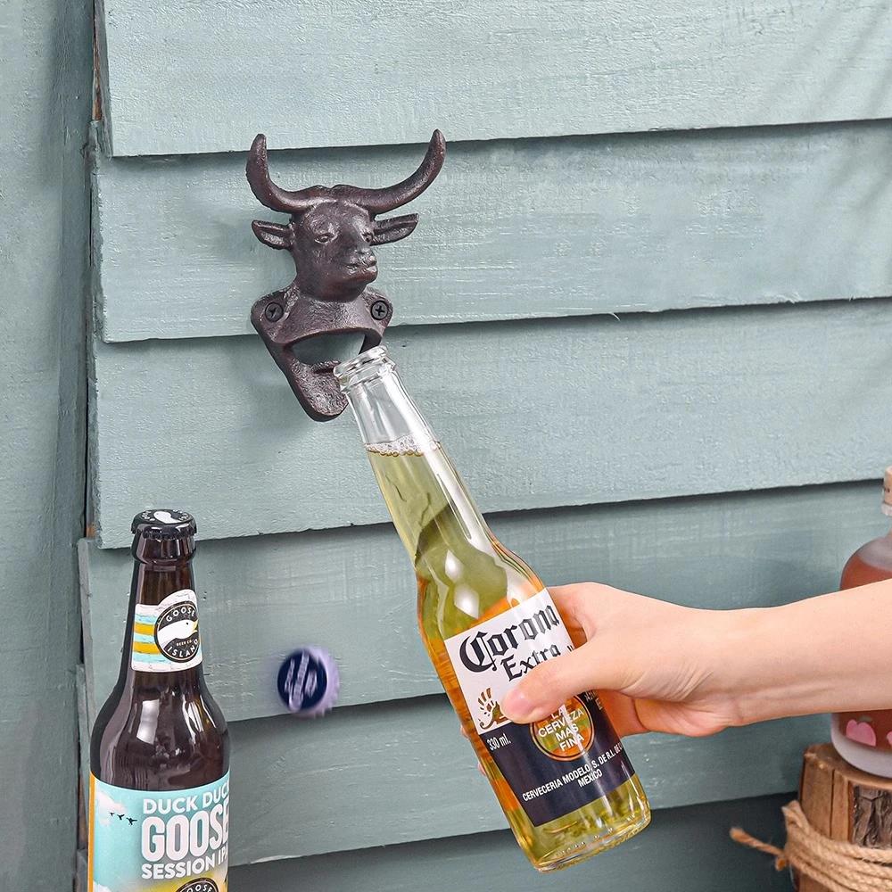 Wall Mounted Bottle Opener Retro Metal Iron Art Wall Decoration Living Room Bar Restaurant Holiday Party Bottle Opener