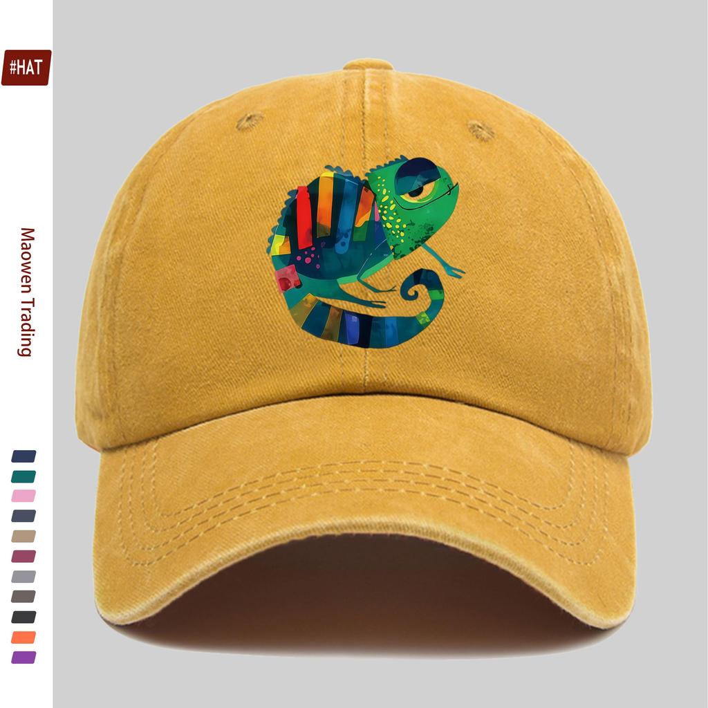 Pc Fun Chameleon Pattern Fashion Printed Baseball Cap Trucker Sun Hat with Cute Pet Print Comfortable and Lightweight Papa Ha