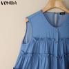 VONDA Women Casual Loose Sleeveless Ruffled Tank Tops