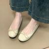 Round head bow flat bottom small red shoes 2025 new shallow mouth versatile ballet women's shoes