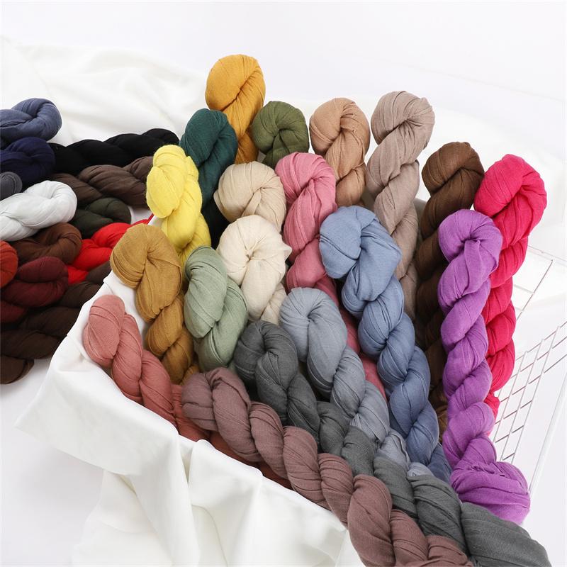 85 * 180cm Wrinkled Cotton And Line Designer Scarf Head Hijab Wrap Women Shawls Femme Lady Headband Muslim Hijabs Ramadan