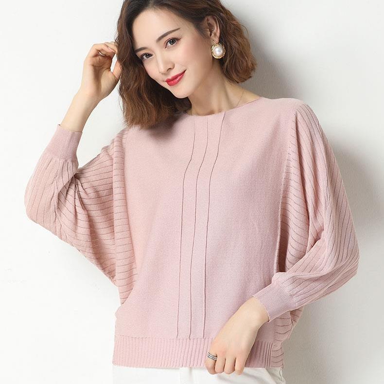 Dámské volné úplety nadměrných velikostí krátké pletené trička prolamované netopýří košile pletené topy