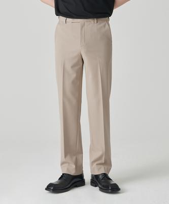 Straight Hidden Banding Slacks [Beige]