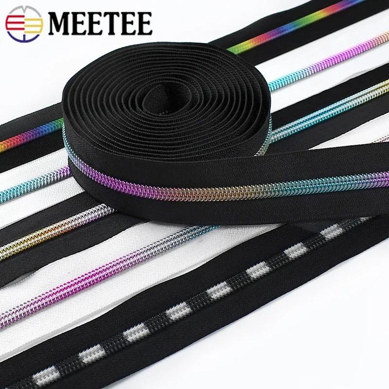 1-10M Meetee 5# Nylon Zippers Coil Plastic Zipper Tapes By The Meter Sewing Zips for Clothes Repair Kit Replacement Accessories