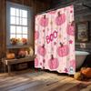 1Pc Pink Pumpkin And Boo Star Pattern Shower Curtain, Polyester Fabric, Machine Washable, Suitable For Bathroom Decor.