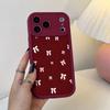 Simple Red Background Bow Pattern Phone Case For iPhone 17 Pro Max 16E 15 Pro 14 13 12 11 Mini AIR XS XR XS 8Plus Anti Drop and
