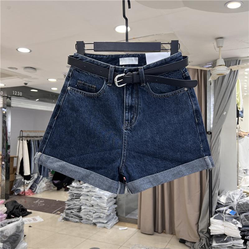 Summer Women's Denim Shorts Thin Retro Fashion Simple A-line Shorts