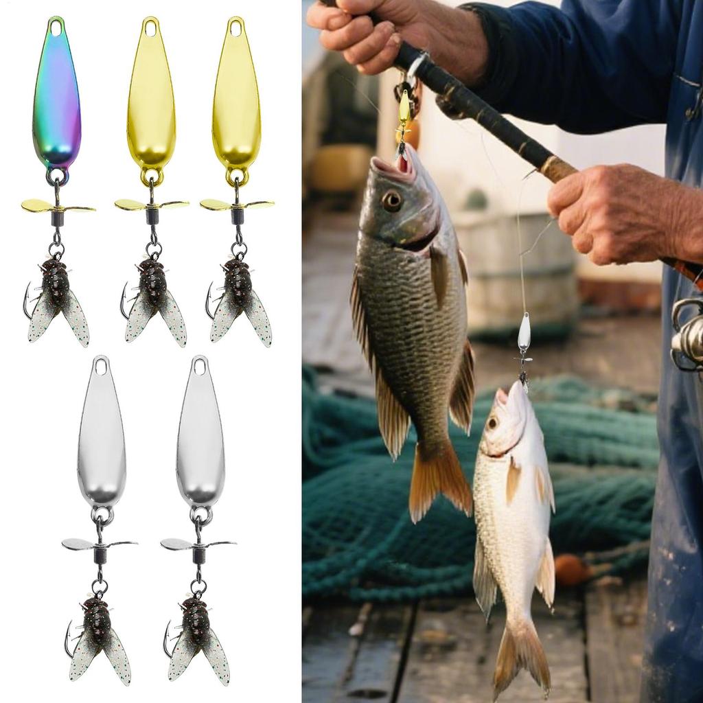 5pcs Metal Lure Spoon Spinner Propeller Sequins Insect Bait Bug Worm Flies Lure Fishing Set Trout Bass Outdoor Fishing Lures