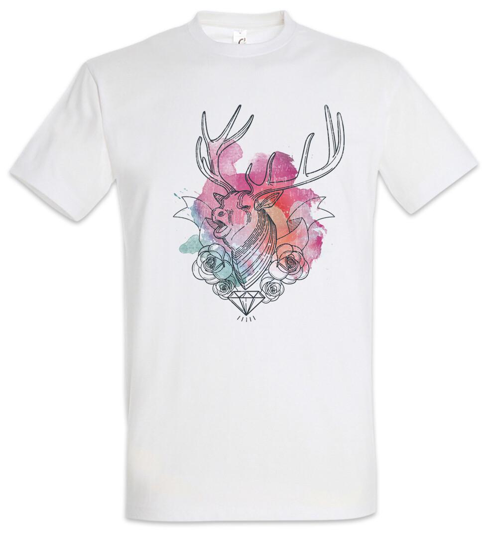 

Deer Diamond And Roses T-Shirt Mens Womens Tees Top Hunter Hunt Hunting Tattoo Diamonds Flowers L