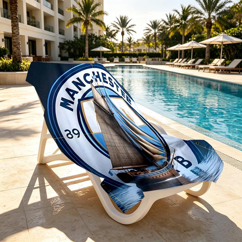 Manchester City FC Druck Strandtuch Design, Weich, Leicht. für Zuhause, Badezimmer, Spa, Pool, Yoga, Surfen, Camping, Geschenk für Familie, Freund