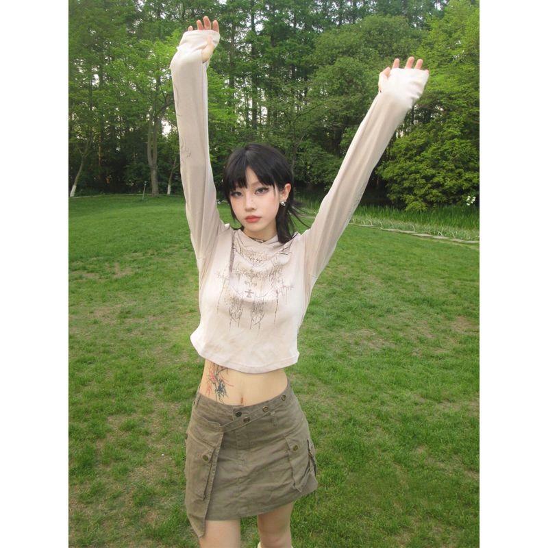 Women's T-shirts Hoodies Long Sleeve Girls Y2K T-shirts Casual Leisure Street Wear