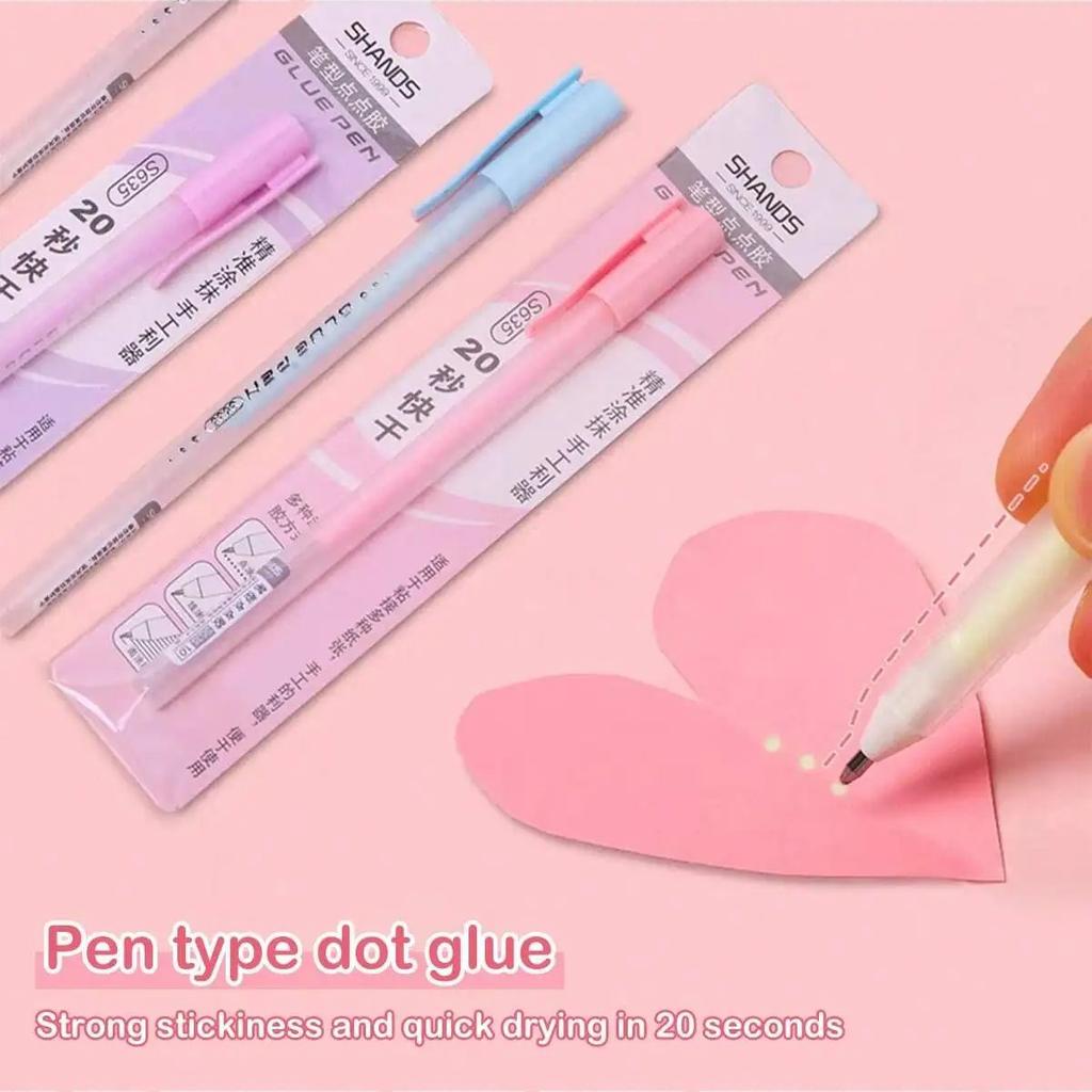 1+3Pcs Macaron Dispensing Pen Student Diy Hand Account Manual Quick-drying Glue Dispensing School Office Supplies Stationery