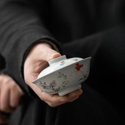 Retro Moon Butterfly Ceramic Tea Tureen Boutique Japanese Tea Bowl Tea Maker Cover Bowl Household Kung Fu Tea Set