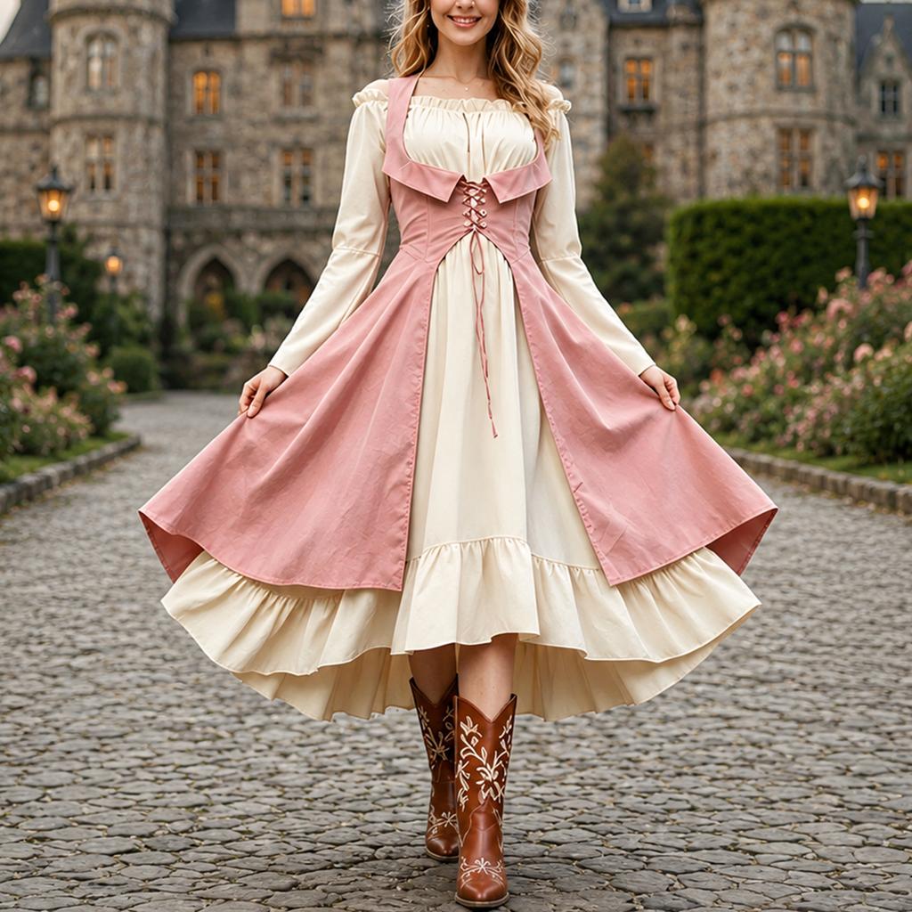 Women's Gothic Vintage Two Piece Dress