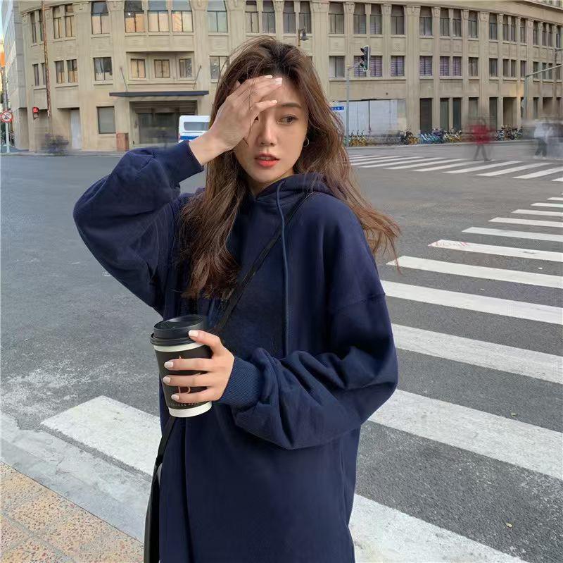 Women Dresses Loose Autumn Winter Long Woolen Skirt Over The Knee Hooded