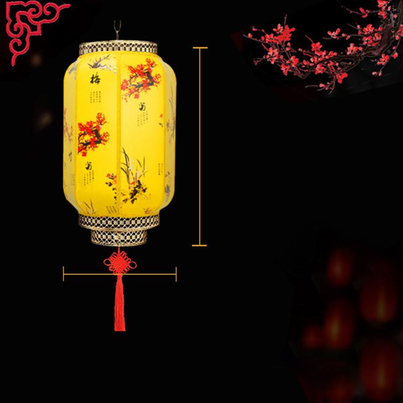 Chinese Retro Red Lantern Festival Printing Landscape Decorative Lanterns Outdoor Waterproof Sunscreen PVC New Year Lanterns