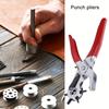 Rotatable multi-size leather perforation pliers tool, carbon steel with comfortable grip and brass perforation stand,  for belts, watch straps,