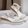 Fashion Summer Wedge Heeled Woven Sandals Women 2025 Platform Thick Sole Casual Sandles Woman Lightweight Plus Size 36-43 Rome Shoes