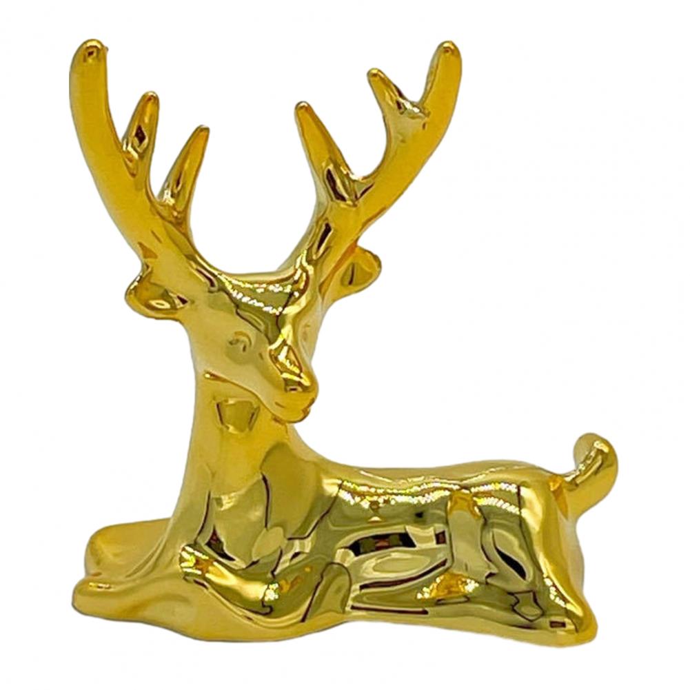 

Elk Lid Top Replacement Handle Plastic Golden Reindeer Figurine Small Animal Sculpture for Glass Pot Lids Storage Box